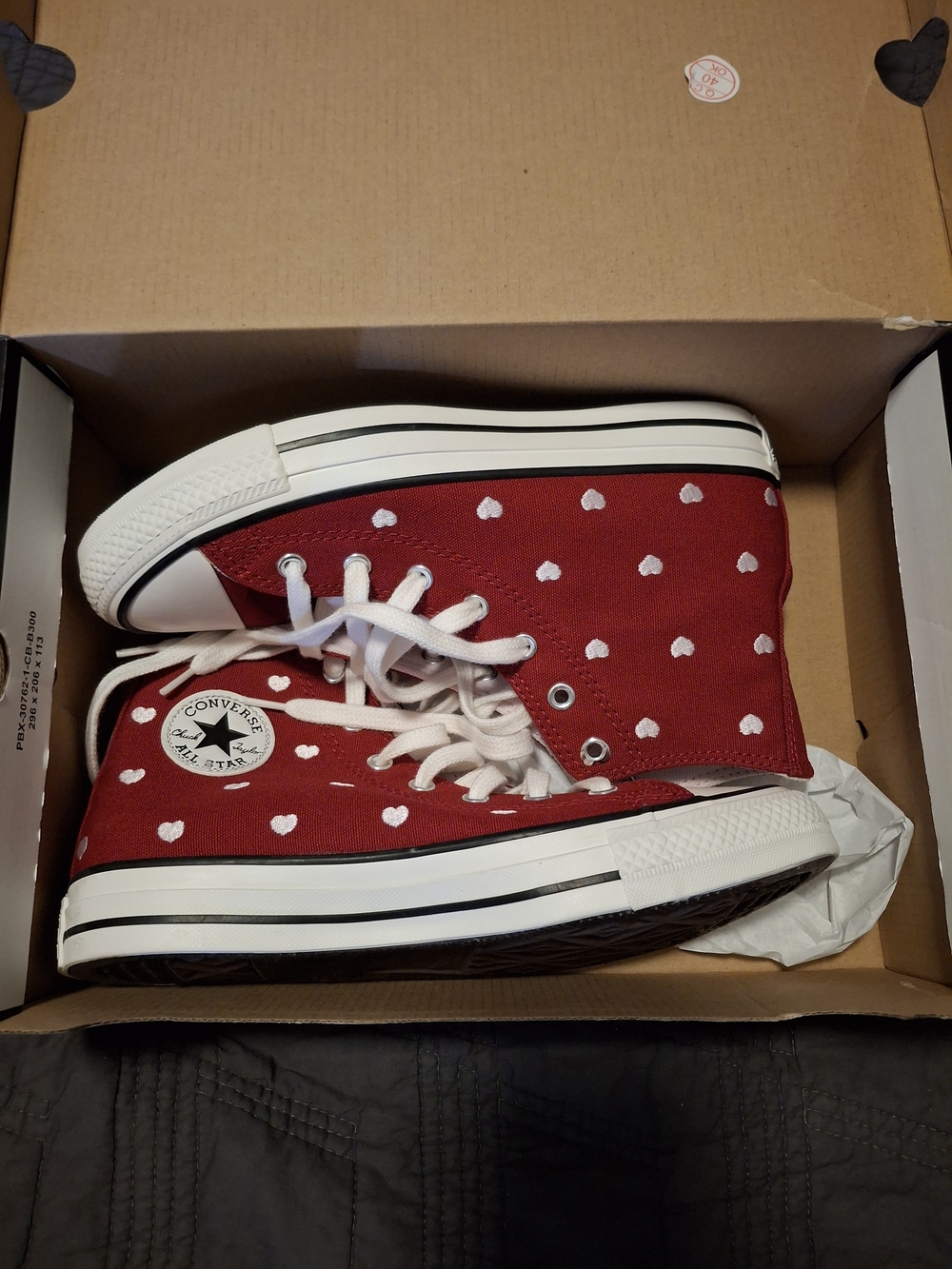 Converse Kids Red High-Top Sneakers with White Heart Print